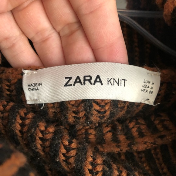 Zara Chunky Ribbed Knit Turtleneck Cropped Oversized Wool Blend Sweater - Picture 2 of 9